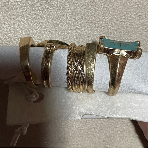 Free People‎ Gold and Turquoise Ring Set brand new - Picture 8 of 14